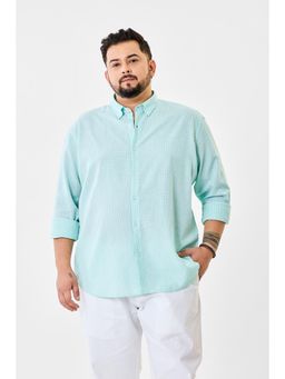 Snitch - Green Micro Check Plus Size Shirt for Men