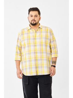 Snitch - Yellow Checks Plus Size Shirt for Men