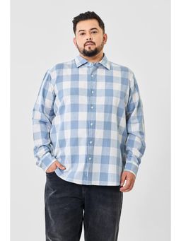 Snitch - Blue Checks Plus Size Shirt for Men