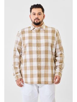 Snitch - Beige Checks Plus Size Shirt for Men