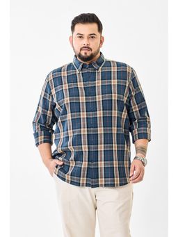Snitch - Blue Checks Plus Size Shirt for Men
