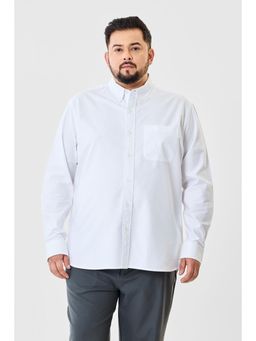 Snitch - White Solid Plus Size Shirt for Men