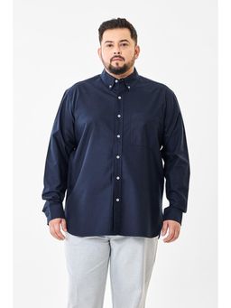 Snitch - Navy Blue Solid Plus Size Shirt for Men