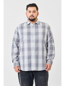Snitch - Grey Checks Plus Size Shirt for Men