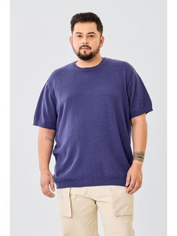 Snitch - Blue Solid Plus Size T-Shirt for Men