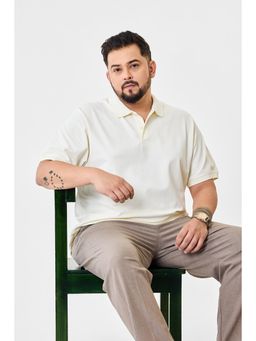 Snitch - Cream Solid Plus Size Polo T-Shirt for Men