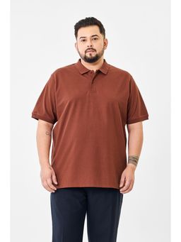 Snitch - Rust Solid Plus Size Polo T-Shirt for Men