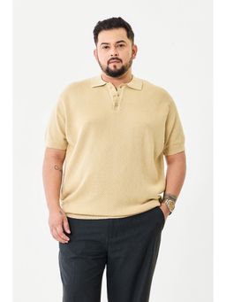Snitch - Beige Textured Plus Size Polo T-Shirt for Men