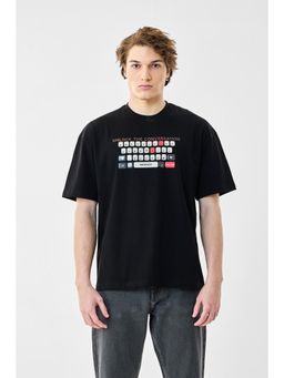 Snitch - Black Graphic Oversized T-Shirt for Men