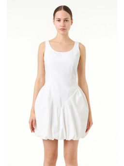 Branche - Balloon Hem White Mini Dress