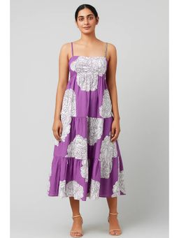 Branche - Violet Floral Tiered Cotton Dress
