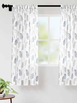 Encasa Homes - Polyester Printed Window Curtains With Tie Back 5 Ft Long Palm Leaves (Pack Of 2)