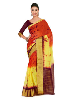 Mimosa - Chiffon Orange Saree With Blouse Piece