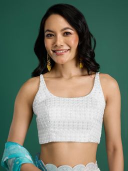 Gajra Gang - Nanis Almari Off White Embroidered Stitched Blouse