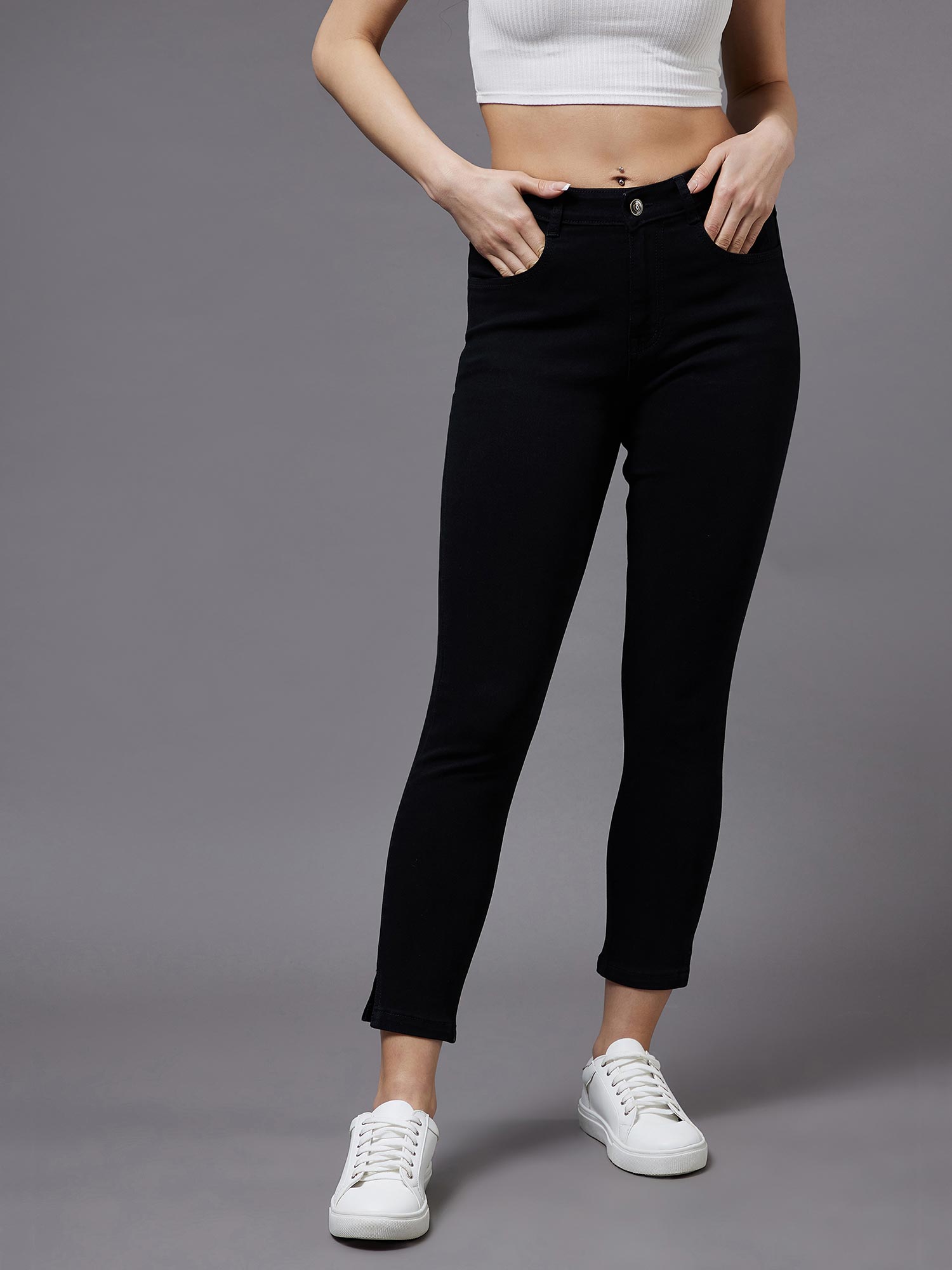 miss chase Women's Black OD Skinny High Rise Cropped Stretchable Denim Jeans-picture-22