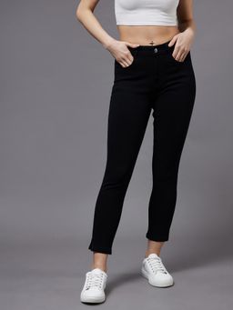 Miss Chase - Women's Black OD Skinny High Rise Cropped Stretchable Denim Jeans
