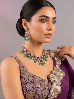 Auraa Trends - Green Elegant Gold-Plated Jewellery Set