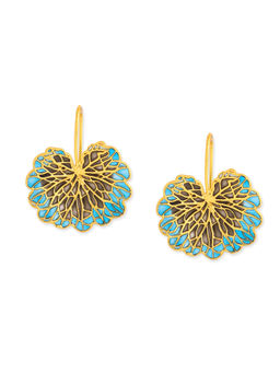 AZGA - Gold Leaf Earrings - Cobalt And Black