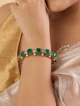 Indinoor - Green Nyari Kundan Polki Bangle