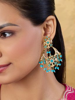 Indinoor - Blue Cyraen Jadau Earrings