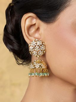 Indinoor - White Althara Jadau Jhumkas