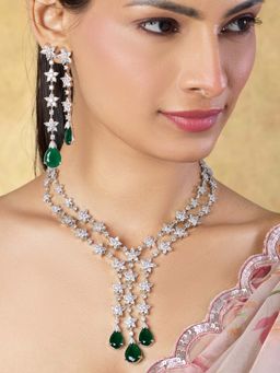 Indinoor - Green Asal Zircon Jewellery Set