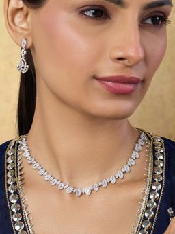 Indinoor - White Hasti Zircon Jewellery Set