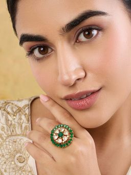 Indinoor - Green Lavana Polki Ring