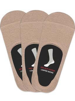 Balenzia - Men Shoe Liner Anti-Slip Socks - Beige (Pack of 3)