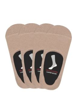 Balenzia - Men Loafer Socks Anti Slip Silicone - Beige (Pack of 4)