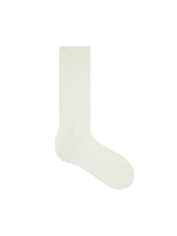 Balenzia - Men Ribbed Calf Length Socks - Cream