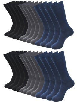 Balenzia - Men Formal Solid Calf Length Socks - Multi-Color (Pack of 12)