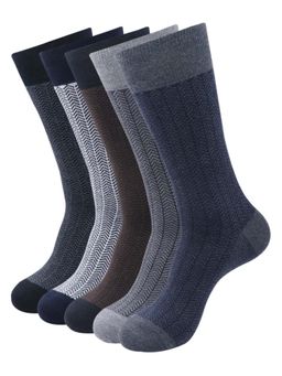 Balenzia - Men Assorted Zig Zag Calf-Length Socks - Multi-Color (Pack of 5)
