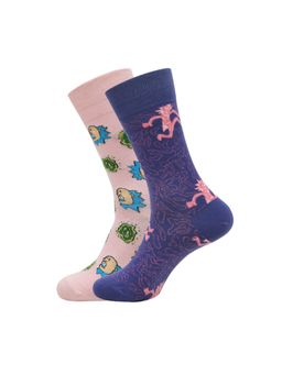 Balenzia - X Rick And Morty Men Patterned Calf-Length Socks - Multi-Color (Pack of 2)