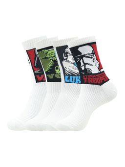 Balenzia - Men Star Wars Printed Above Ankle-Length Socks - White (Pack of 4)