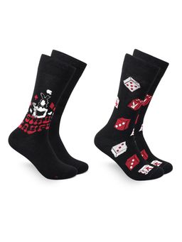 Balenzia - Playboy Poker Men Crew Poker Socks - Black (Pack of 2)