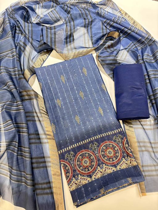 chanderi cotton dress materials online Bottle Green Chanderi Cotton Salwar Suit & Dupatta