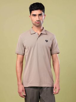 Technosport - Brown Men Solid Slim Fit with Elasto Plus Sports Polo T-Shirt