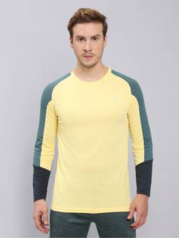 Technosport - Yellow Men Colorblock Slim Fit Round Neck with Technocool+ Sports T-Shirt
