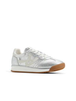 Aldo - Women Silver Round Toe Lace-Up Sneakers