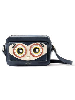 Accessorize London - Women's Faux Leather Navy Owl Sling Bag