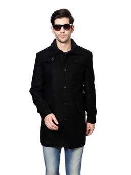 Allen Solly - Men Black Solid Full Sleeves Coat