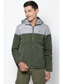 Allen Solly - Men Olive and Grey Colorblock Full Sleeves Jacket
