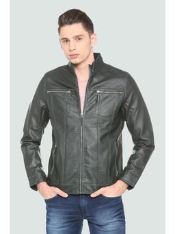 Louis Philippe - Men Olive Solid Full Sleeves Jacket