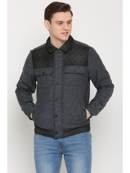 Simon Carter - Men Grey Textured Full Sleeves Jacket