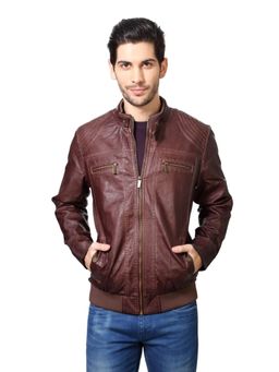 Van Heusen - Men Brown Solid Full Sleeves Jacket