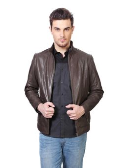 Van Heusen - Men Brown Solid Full Sleeves Jacket