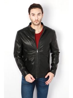 Van Heusen - Men Black Solid Full Sleeves Jacket