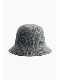 H&M - Women Grey Rib-Knit Bucket Hat