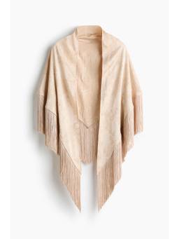 H&M - Women Beige Large jacquard-weave scarf
